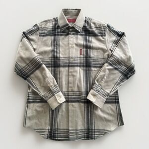 VALENTINO Wool Blend Plaid Shirt Men's XL Long Sleeve Button Down Logo